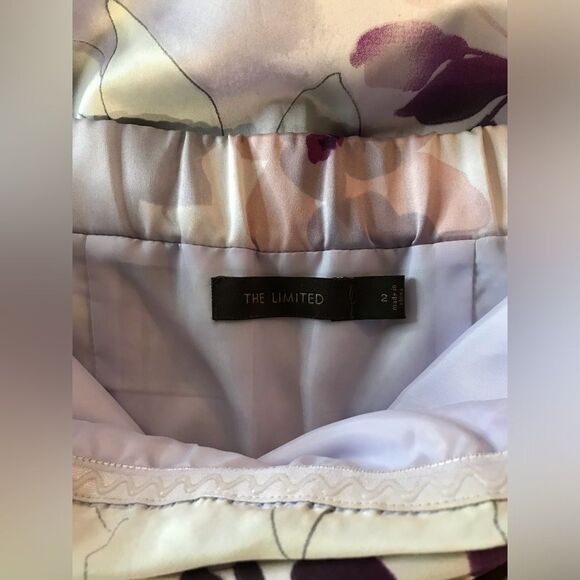 The Limited Gray Purple Navy Ruched Top Strapless Floral Satin Dress Size 2 - Picture 3 of 9